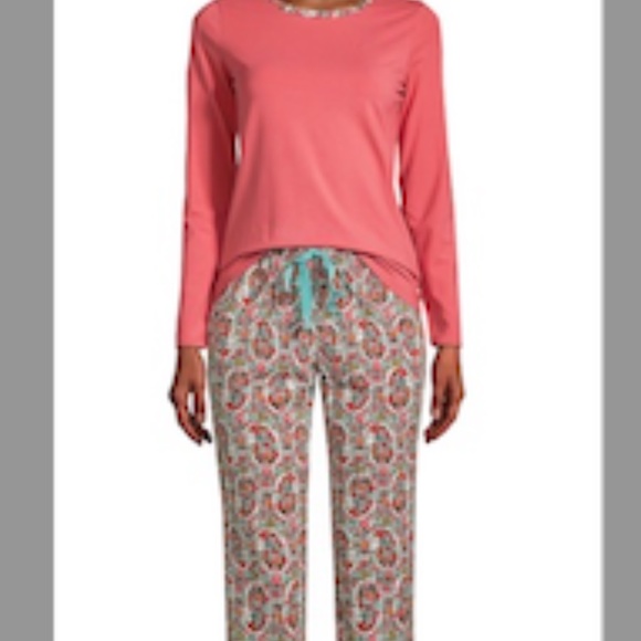 Lands End Pajamas Long Sleeve Paisley Jersey BRAND NEW Elastic Drawstring Pant - Picture 3 of 12